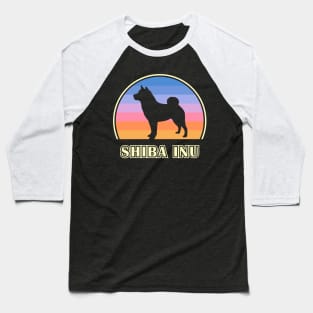 Shiba Inu Vintage Sunset Dog Baseball T-Shirt